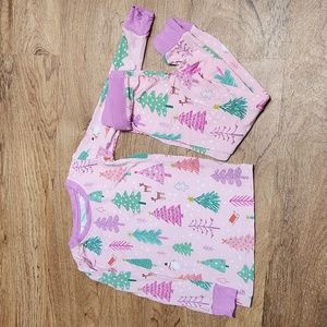 Damaged Little sleepies kids pajama set size 2t in pink merry and bright